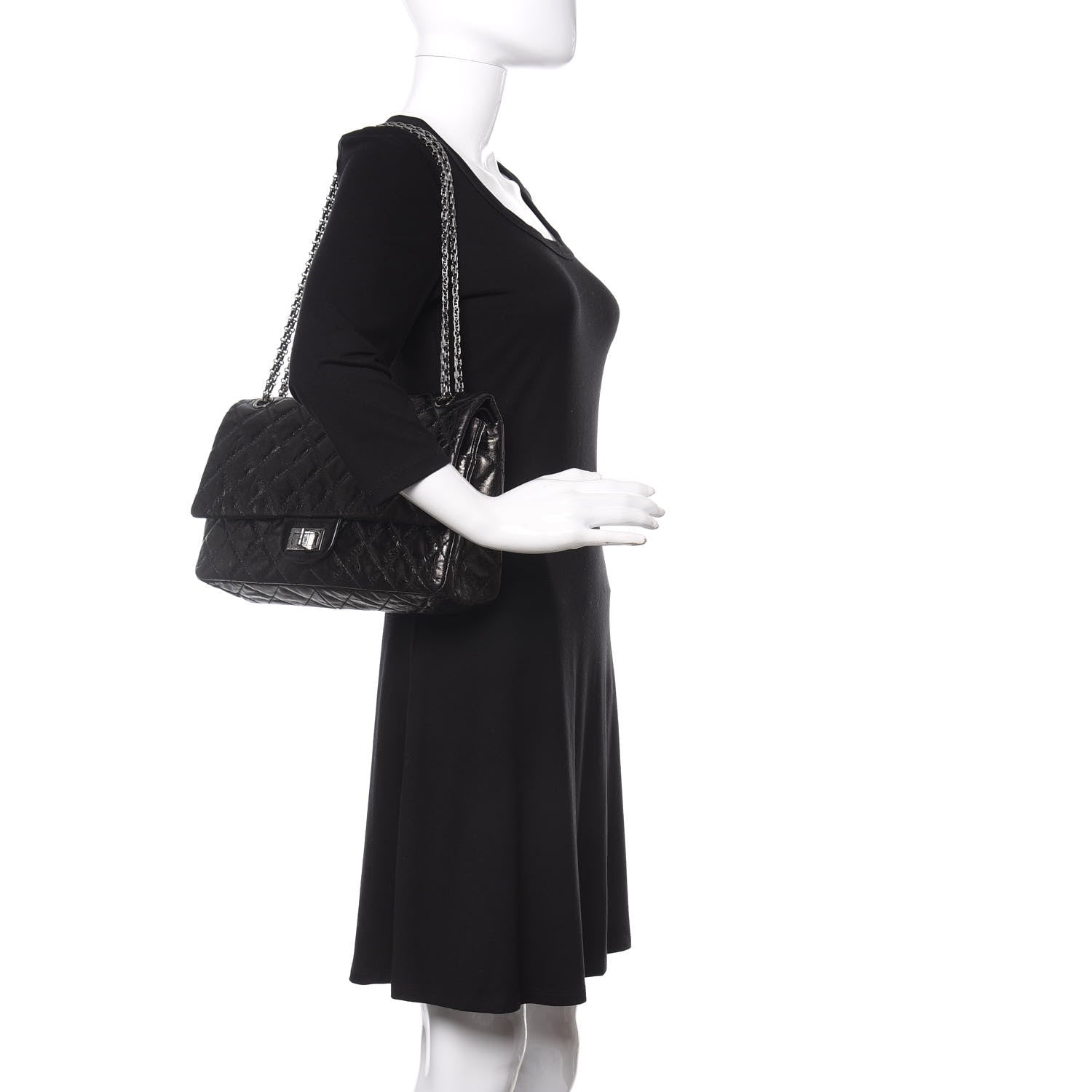 Chanel Glazed Aged Calfskin Quilted 2.55 Reissue 227 Flap Black 2 of 11