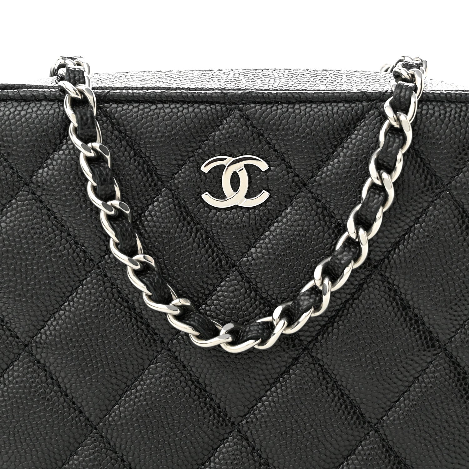 Chanel Caviar Quilted CC Vanity Case With Chain Black 8 of 10