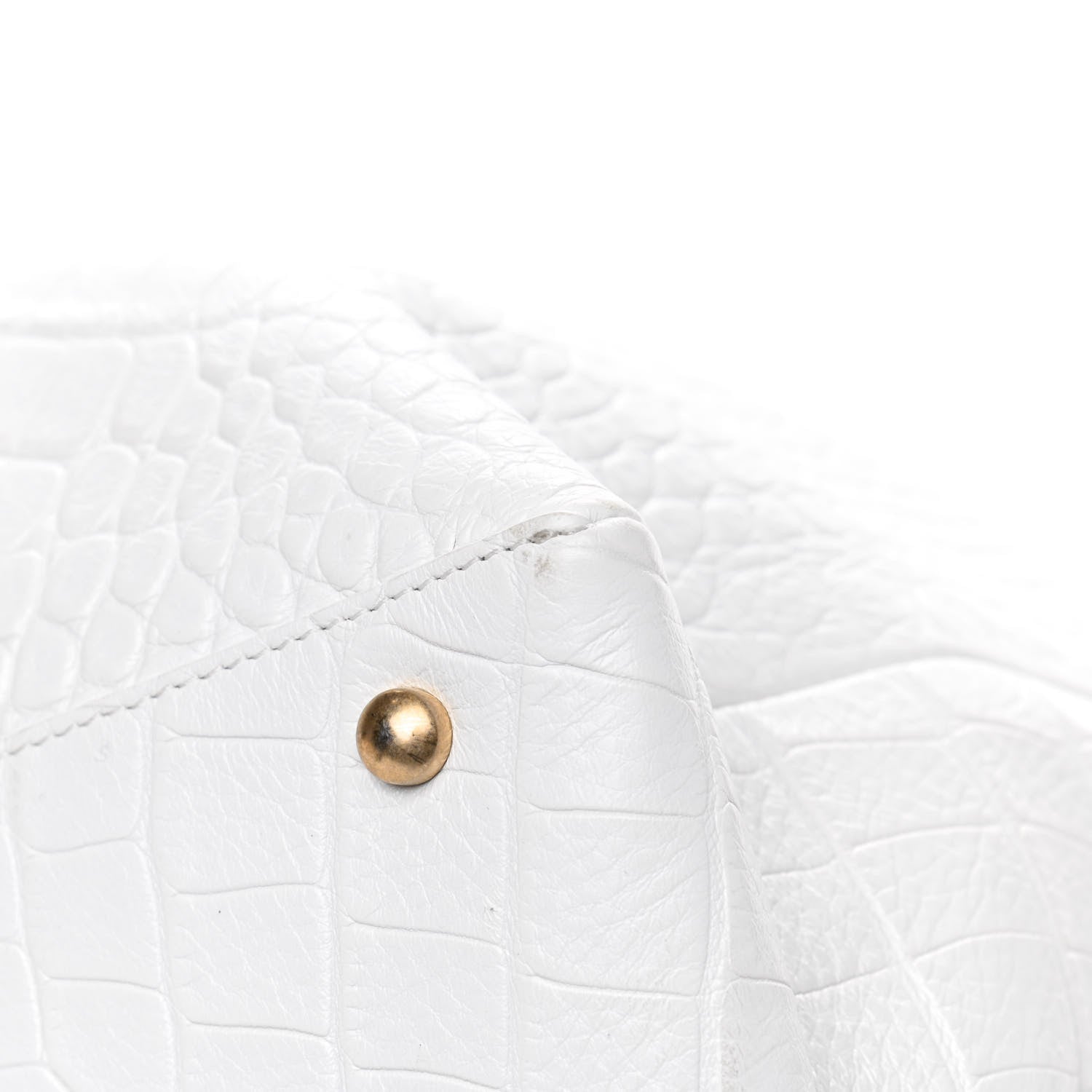 Chanel Calfskin Crocodile Embossed Large Cocodile Shopping Tote White 6 of 6
