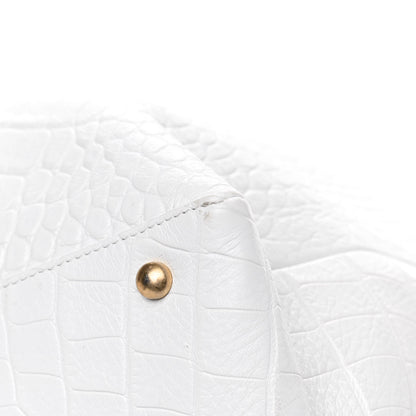 Chanel Calfskin Crocodile Embossed Large Cocodile Shopping Tote White 6 of 6