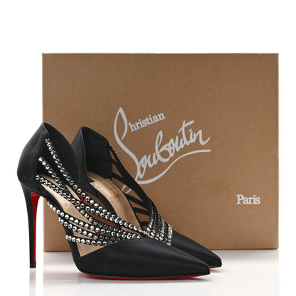 Christian Louboutin Crepe Satin Strass Antinorina 100 Pumps 36 Black 8 of 8