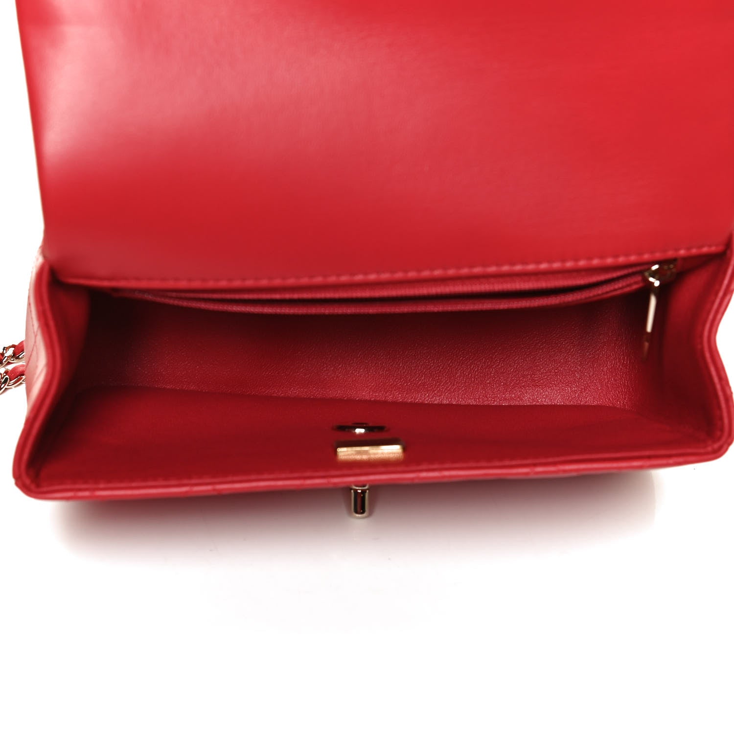 Chanel Lambskin Quilted Mini Top Handle Rectangular Flap Red 5 of 13