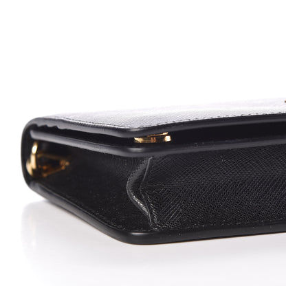 Prada Saffiano Metal Phone Wristlet Crossbody Wallet Black 5 of 9