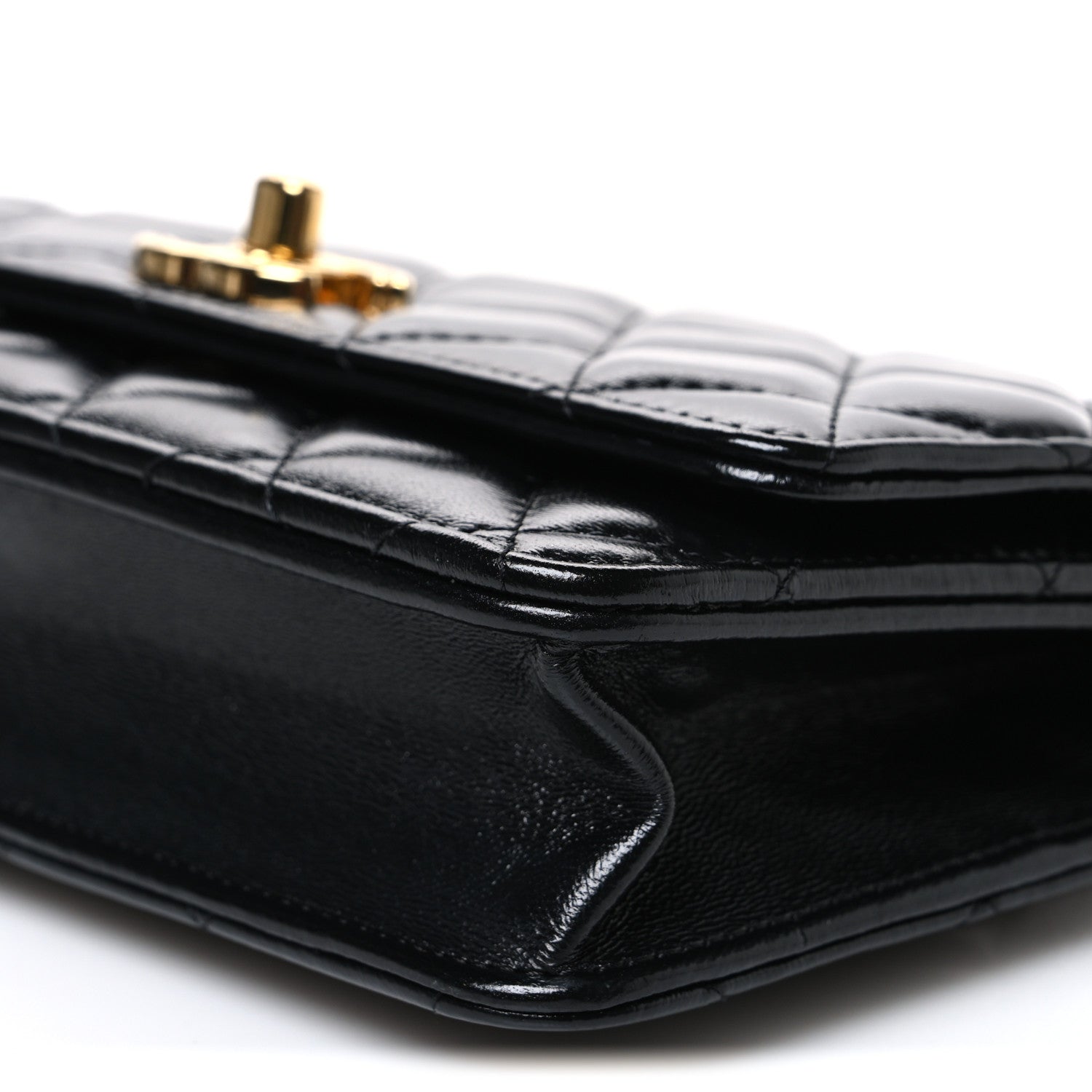 Chanel Shiny Lambskin Quilted Golden Links Wallet On Chain WOC Black 11 of 11