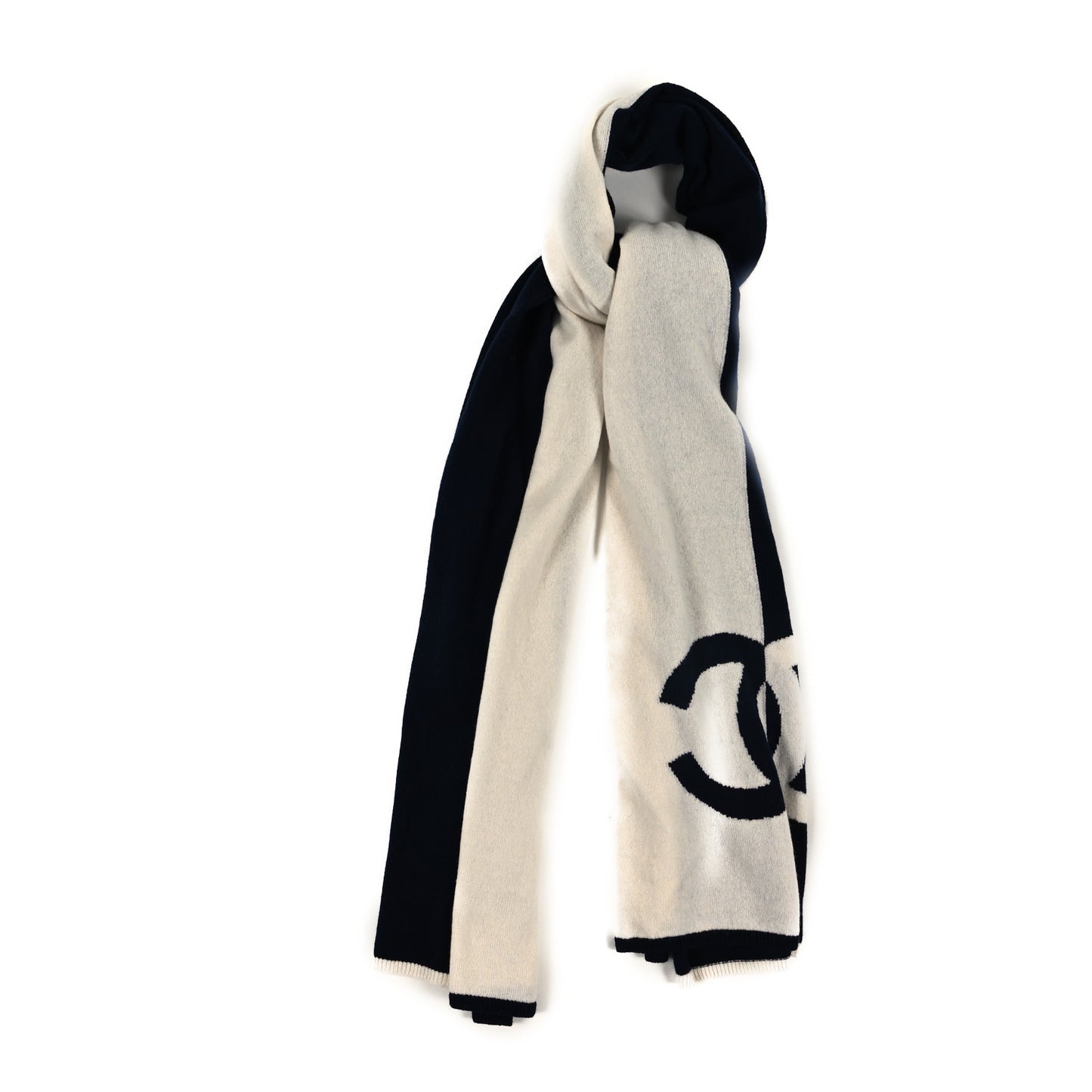 Cashmere CC Stole Navy Ivory