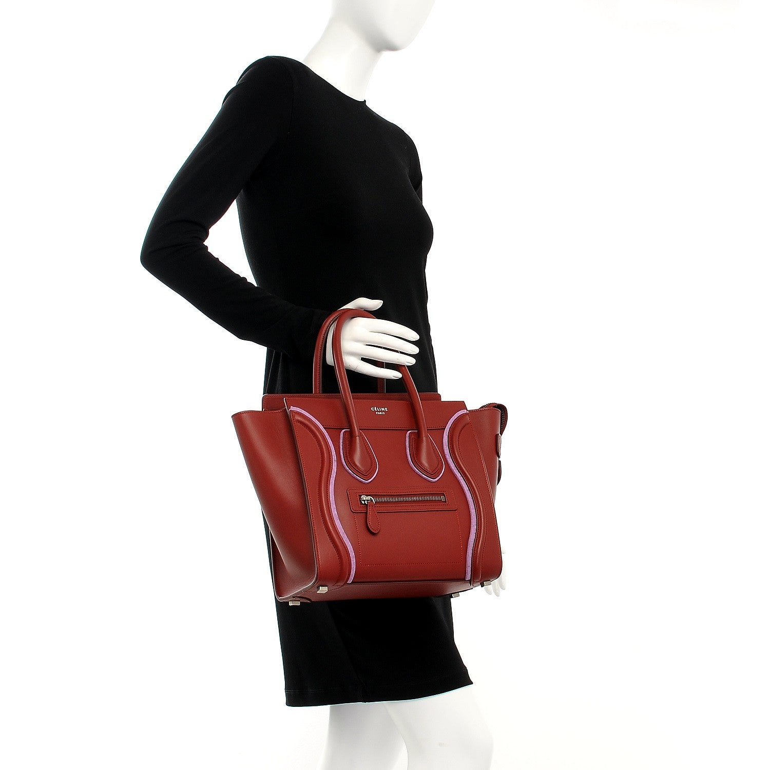 Celine Smooth Calfskin Felt Micro Luggage Merlot 2 of 9