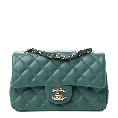 Chanel Lambskin Quilted Mini Rectangular Flap Green 1 of 11