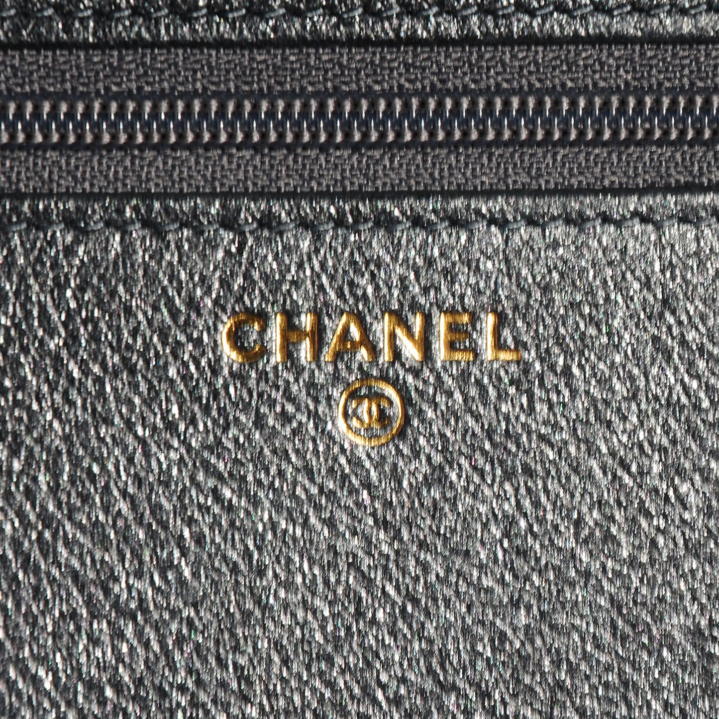 Metallic Calfskin Quilted Boy Wallet On Chain WOC Charcoal