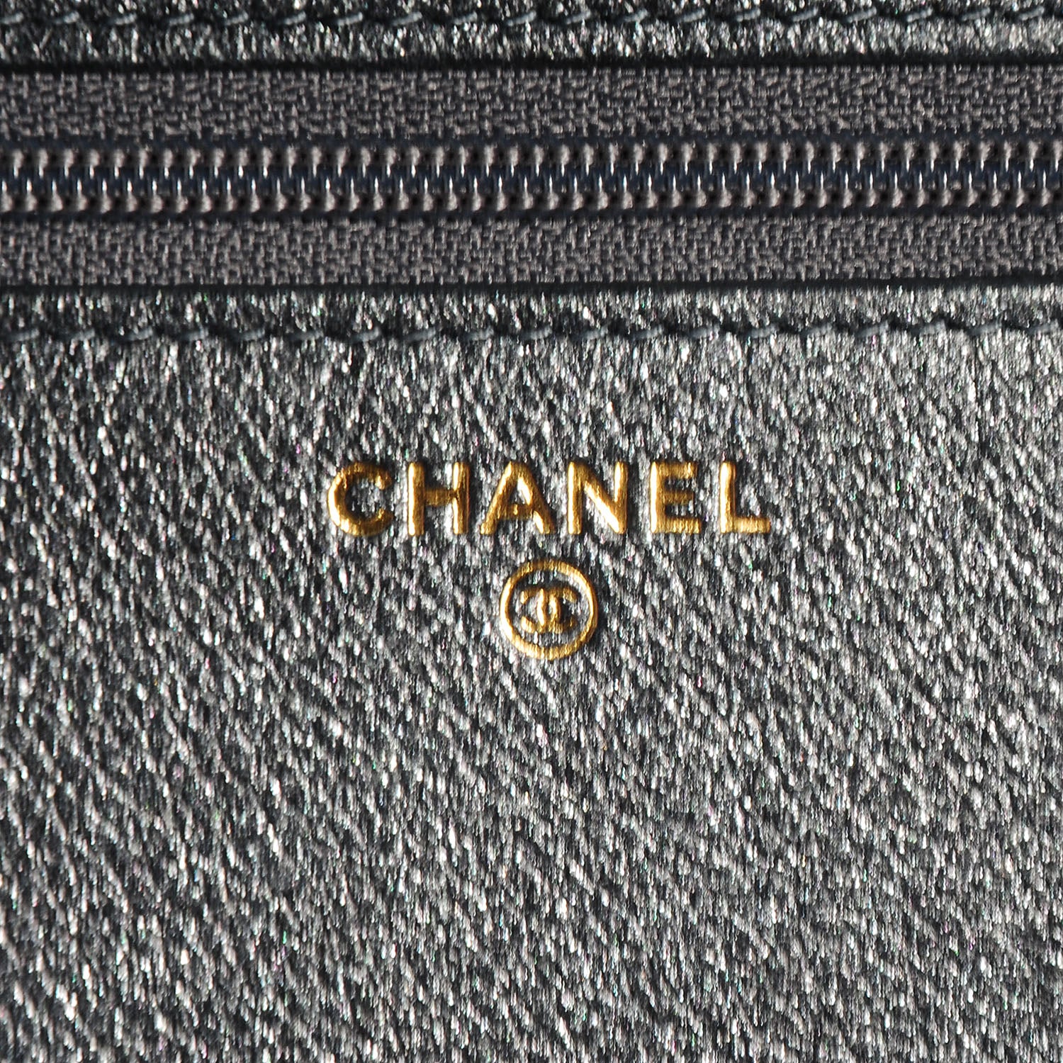 Chanel Metallic Calfskin Quilted Boy Wallet On Chain WOC Charcoal 7 of 9