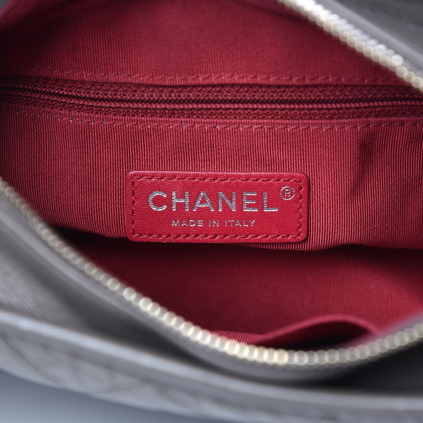 Aged Calfskin Quilted Small Gabrielle Hobo Grey