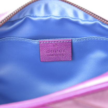 Gucci Laminated Nappa Matelasse Small GG Marmont Chain Shoulder Bag Fuxia Rosso Rosa 6 of 9