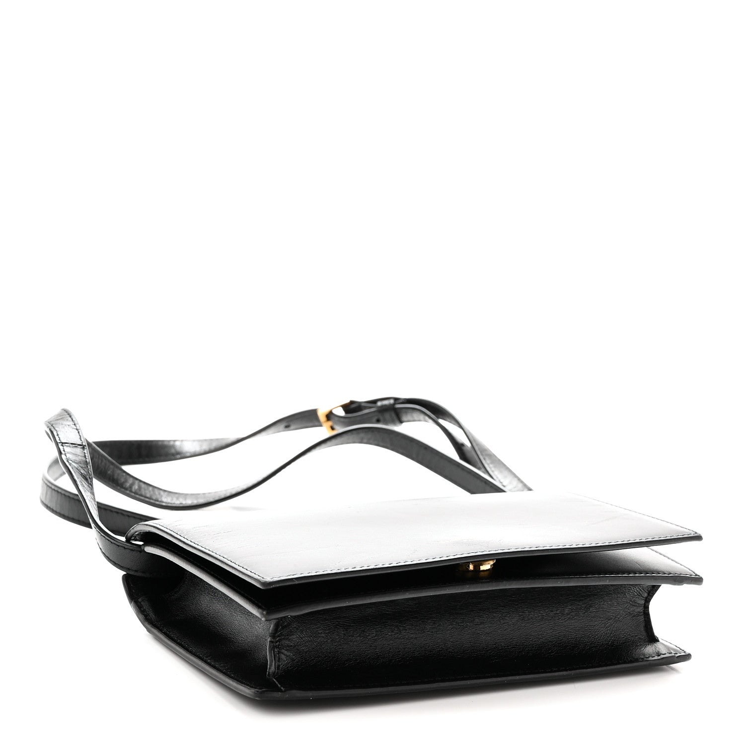 Saint Laurent Smooth Calfskin Monogram Crossbody Bag Black 4 of 9