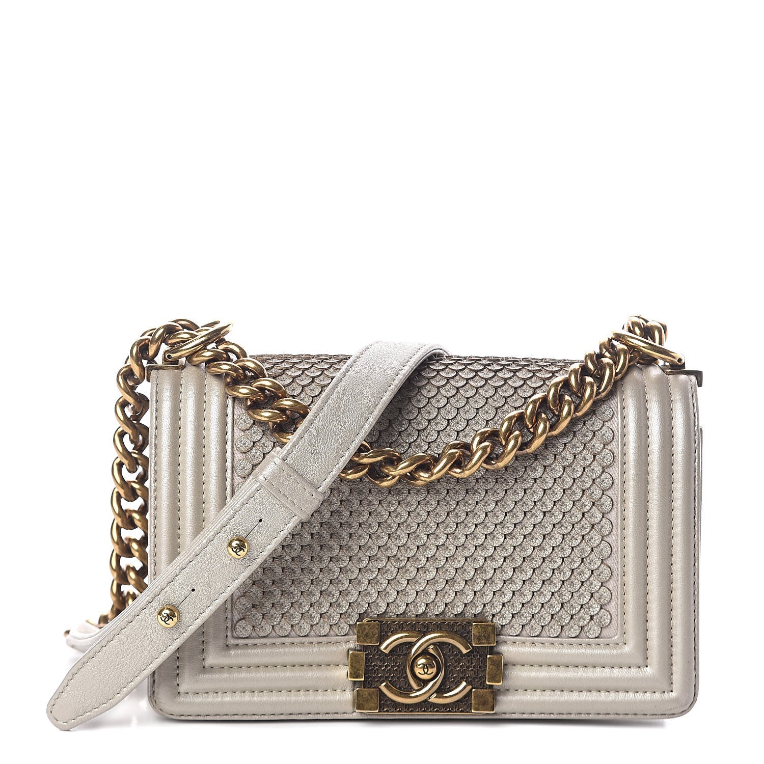 Chanel Metallic Lambskin Small Scaled Boy Flap Gold 1 of 10