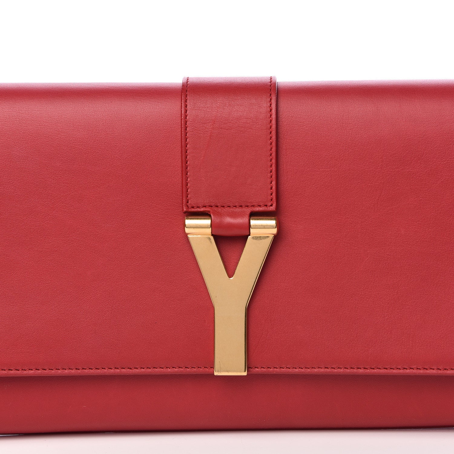 Saint Laurent Calfskin Classic Y Ligne Clutch Red 8 of 15