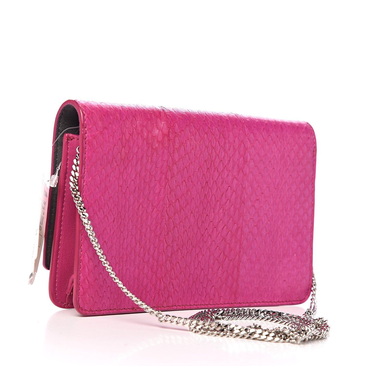 Fendi Snakeskin Tube Wallet on Chain Magenta 2 of 10
