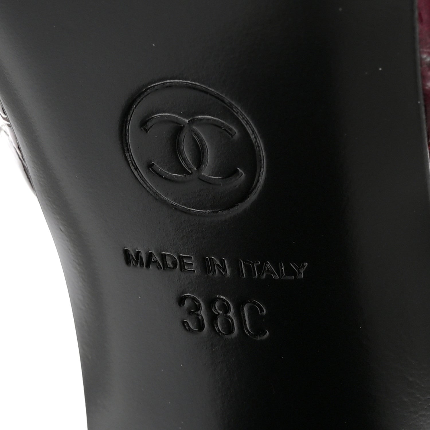 Chanel Patent Calfskin Crocodile Embossed Cap Toe CC Slingback 38 Dark Burgundy Black 7 of 10