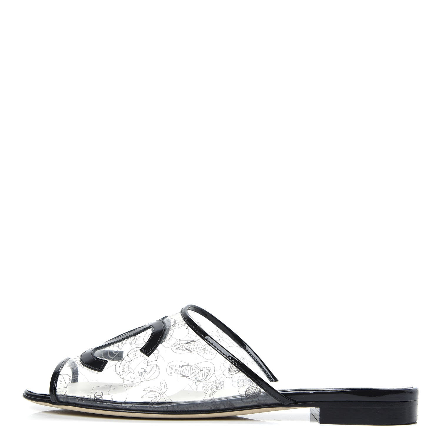 Chanel Patent PVC CC Sandal Mule 39 Black 1 of 7