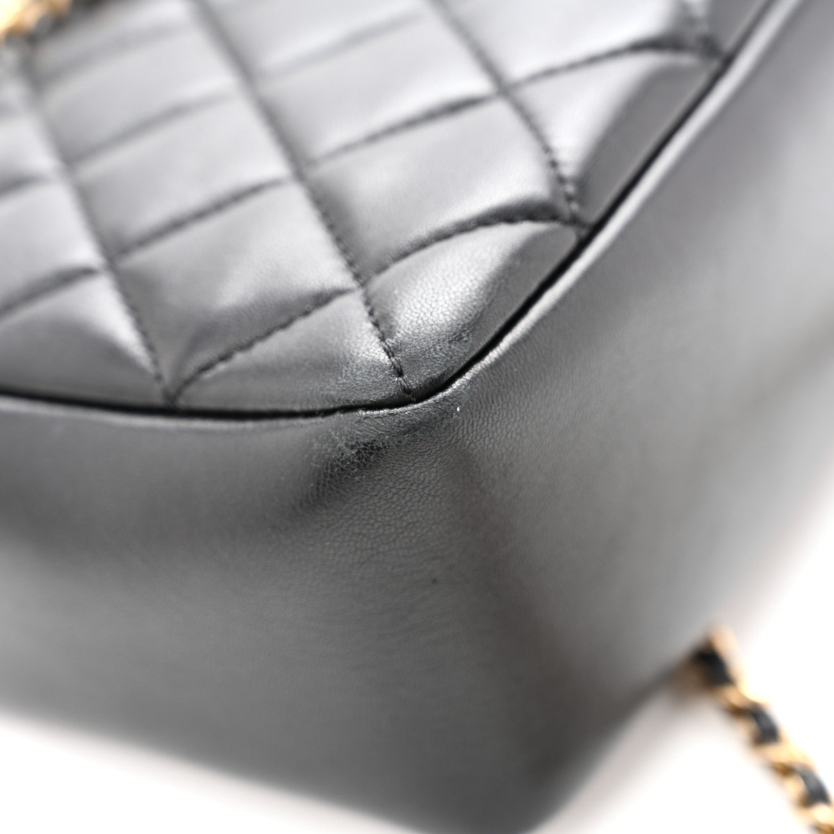Lambskin Quilted Large Camera Case Black