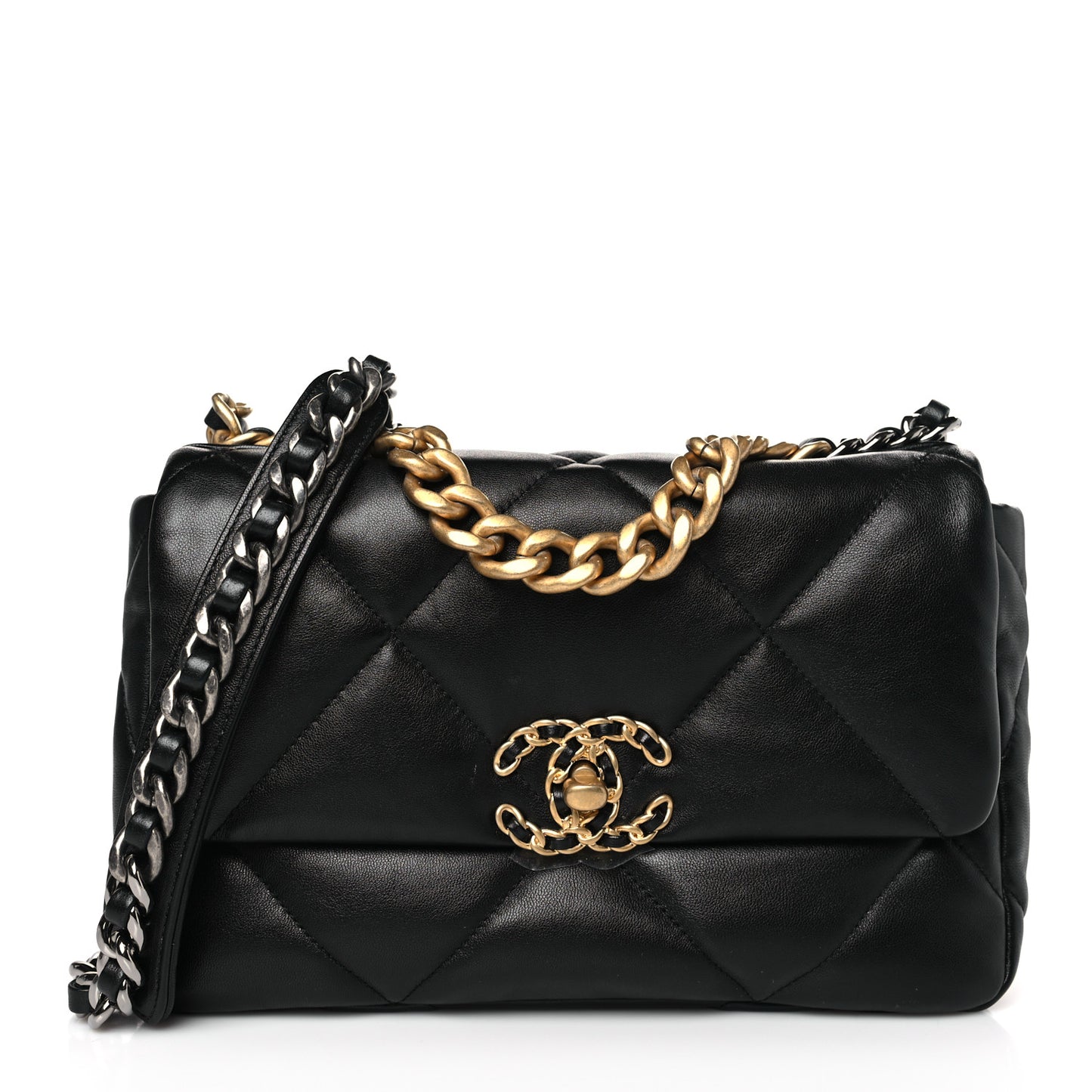 Goatskin Quilted Medium Chanel 19 Flap Black