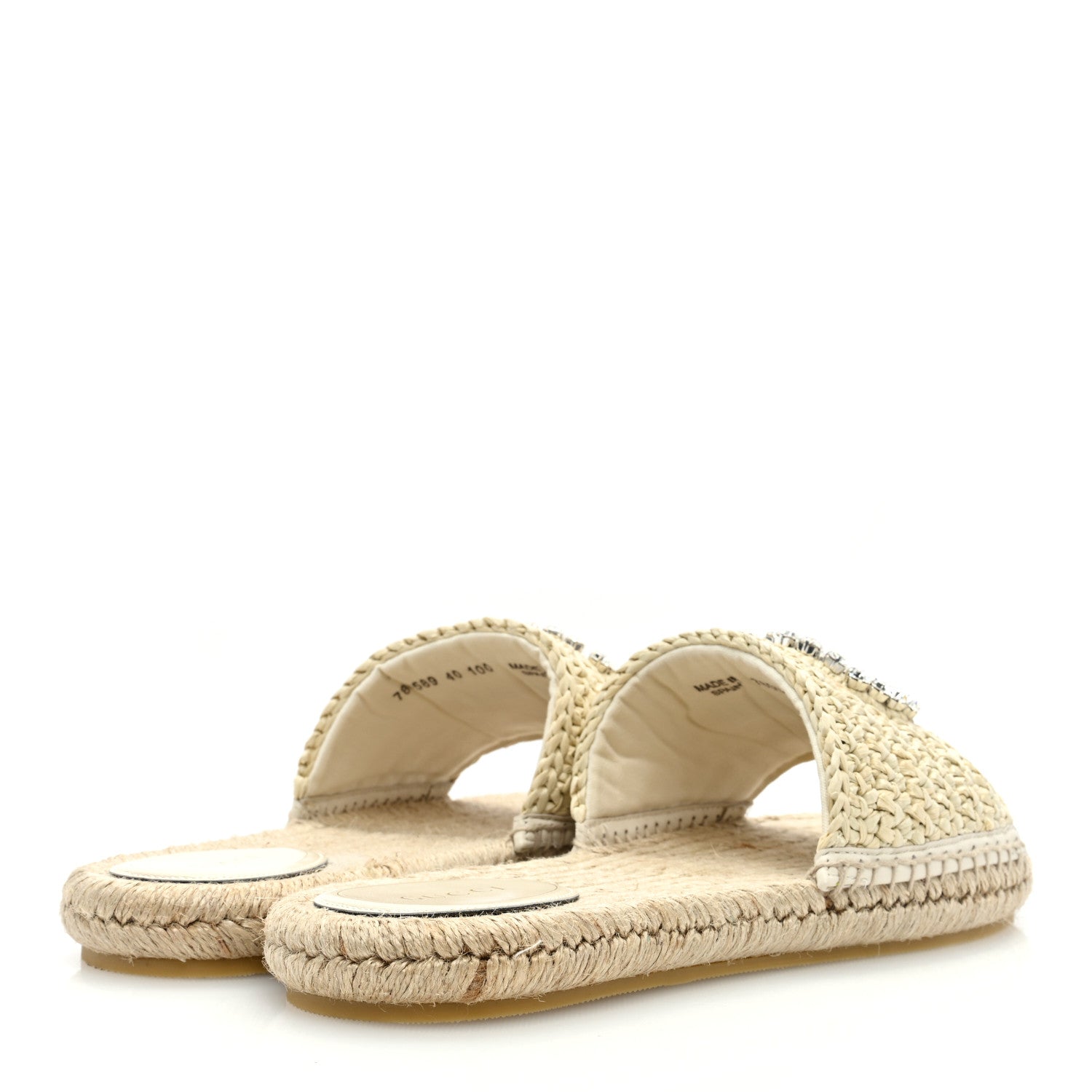 Gucci Raffia Interlocking G Flat Slide Espadrille Sandals 40 White 4 of 8