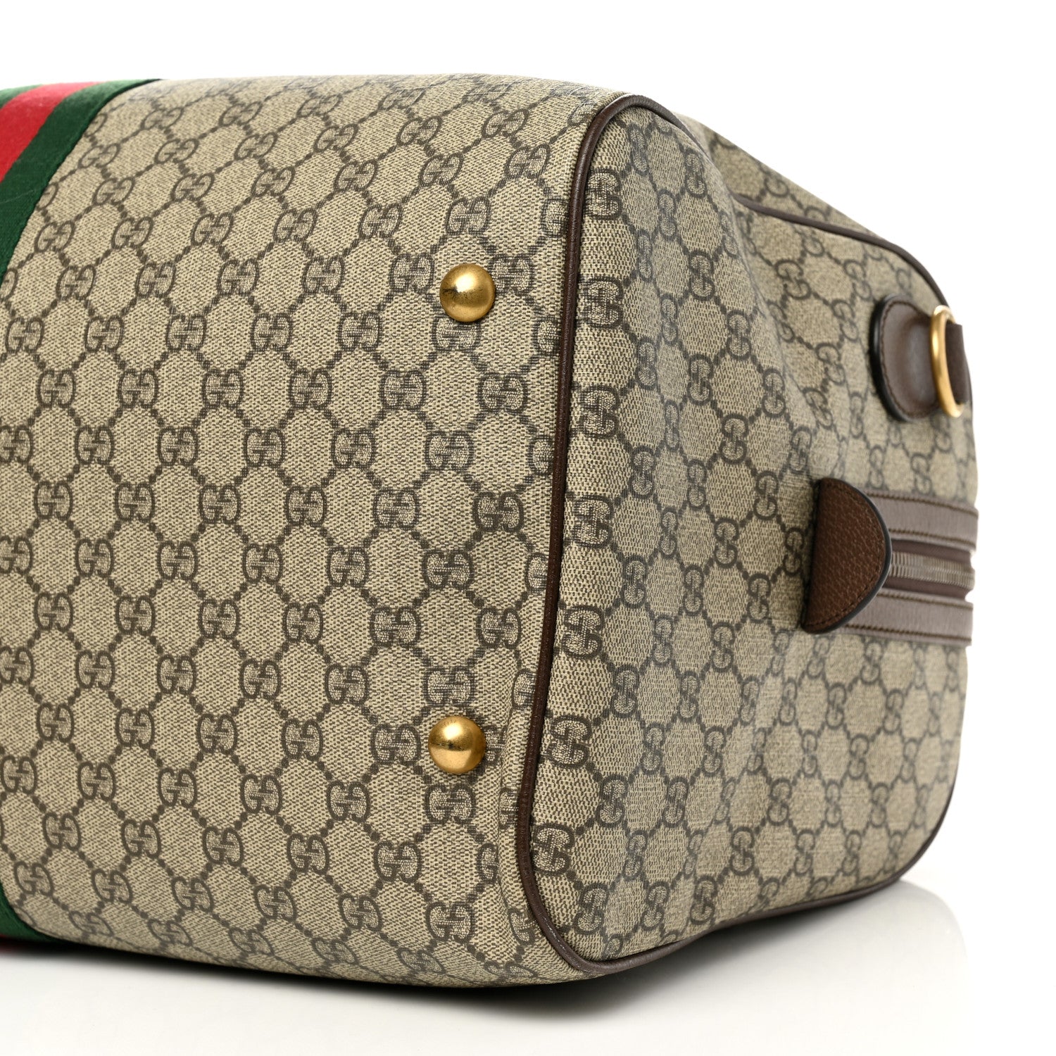 Gucci GG Supreme Monogram Textured Dollar Calfskin Web Medium Ophidia Carry-On Duffle Bag Beige Ebony New Acero 11 of 11
