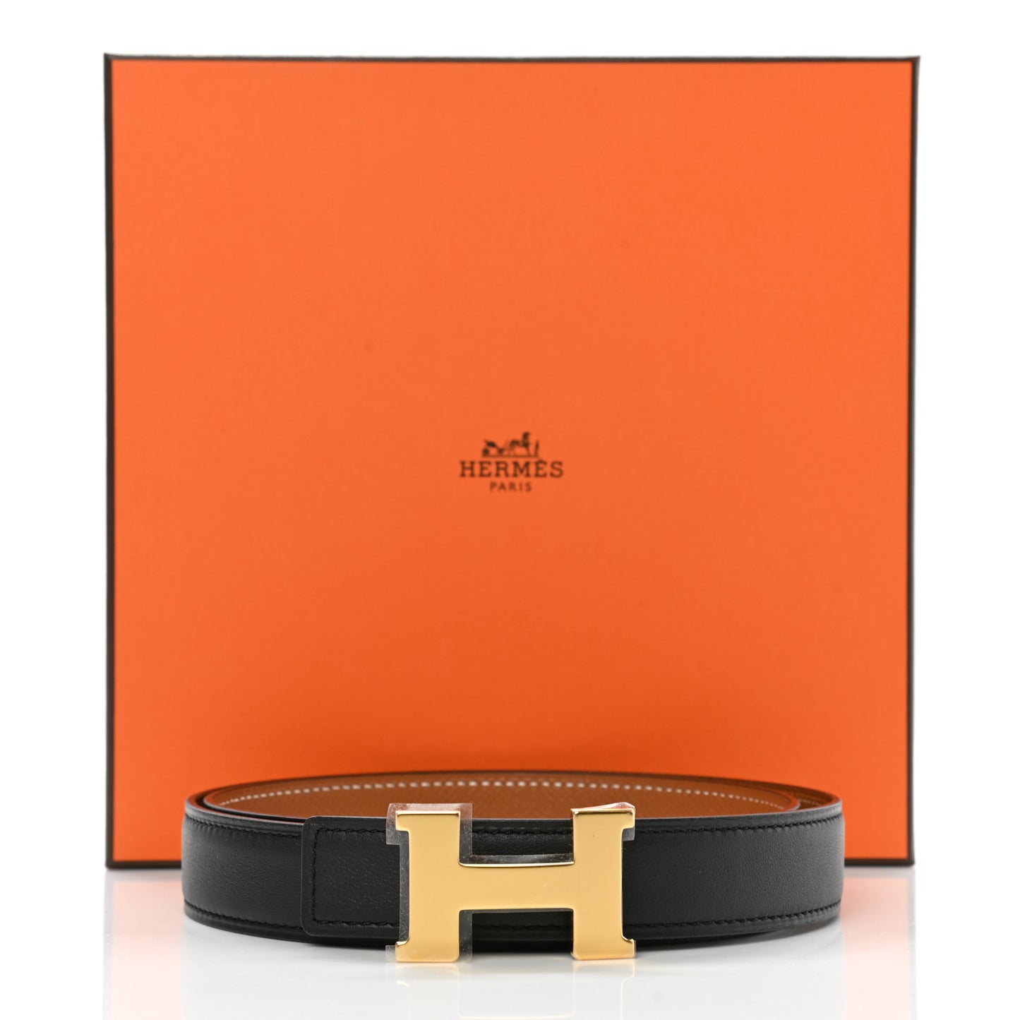 Swift Epsom 24mm Mini Constance H Belt 75 Black Gold