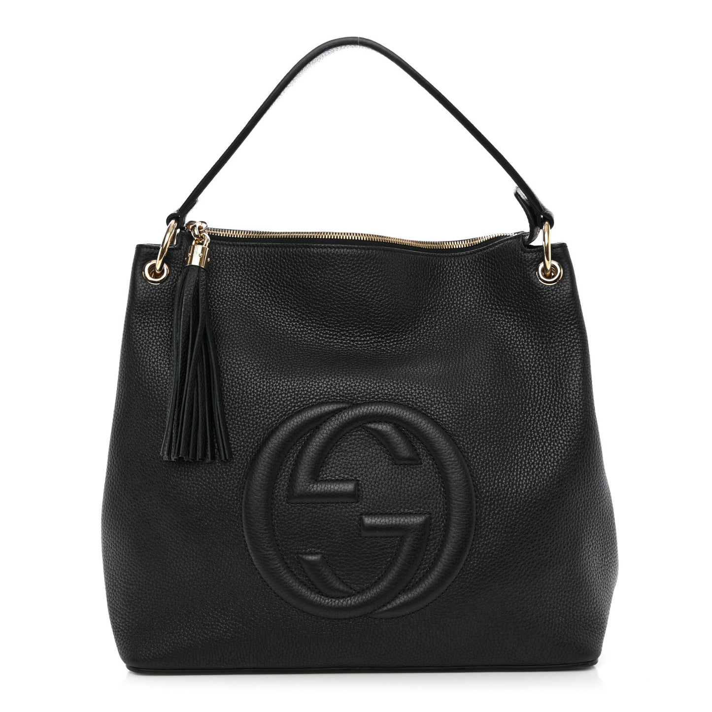 Pebbled Calfskin Large Soho Hobo Black