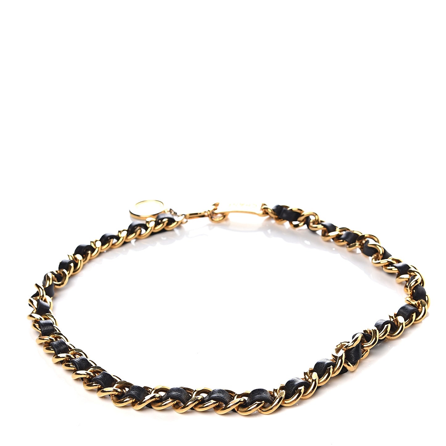Lambskin Chain CC Medallion Belt Black Gold