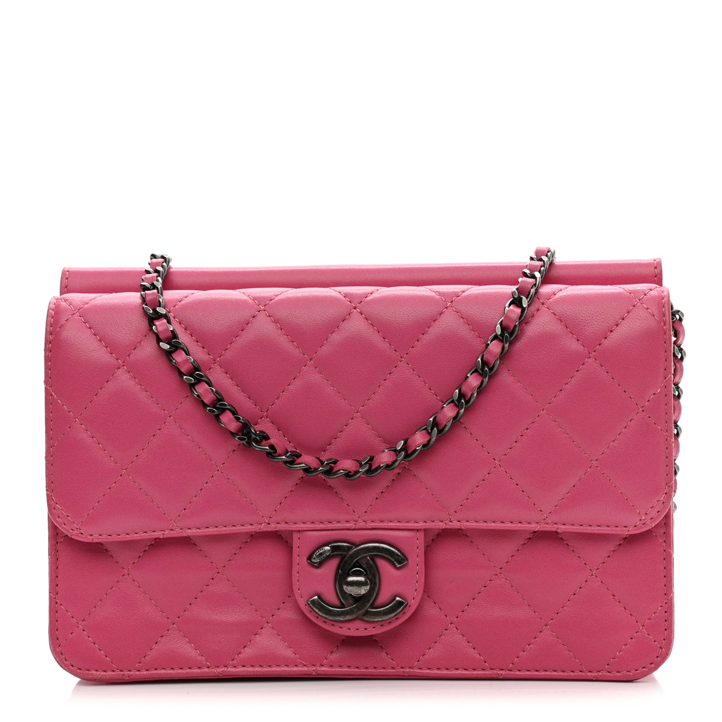 Lambskin Quilted Medium Crossing Times Flap Pink