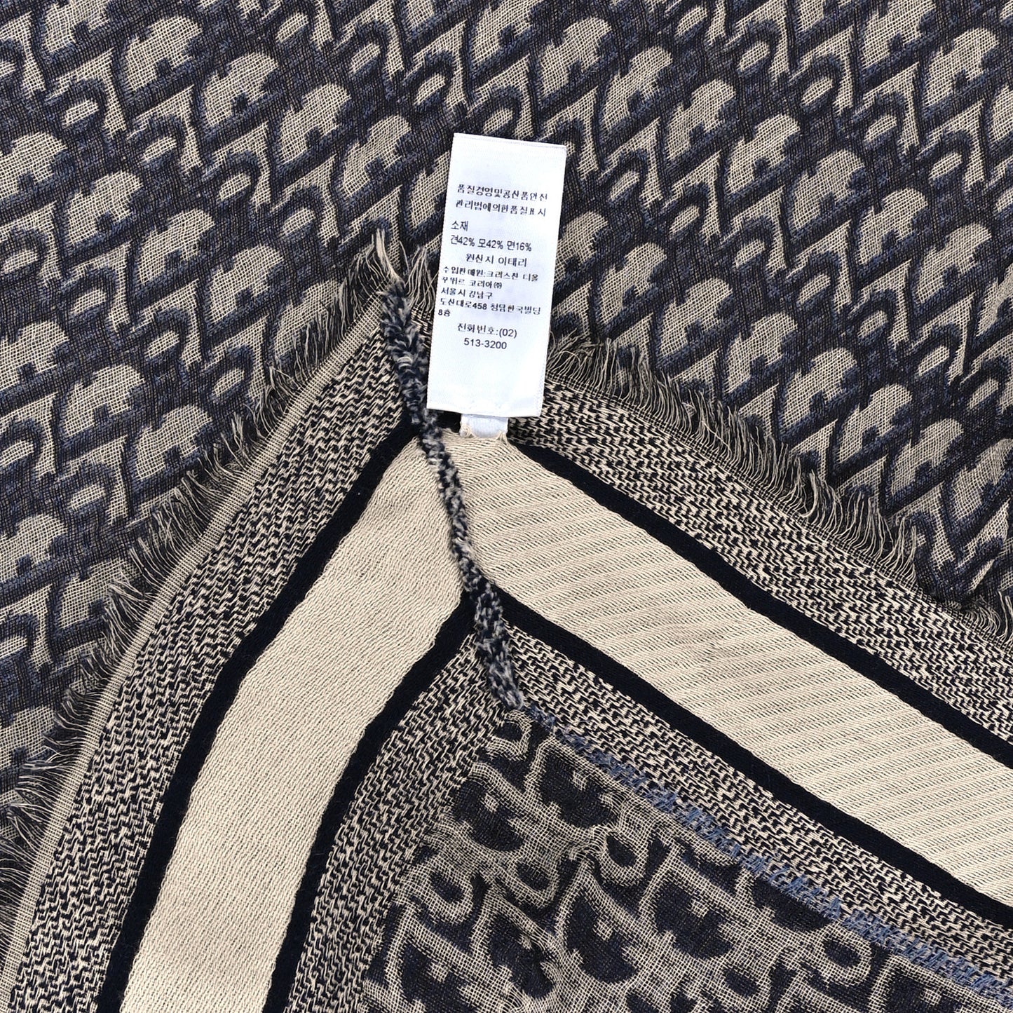 Wool Silk Cotton Oblique Scarf