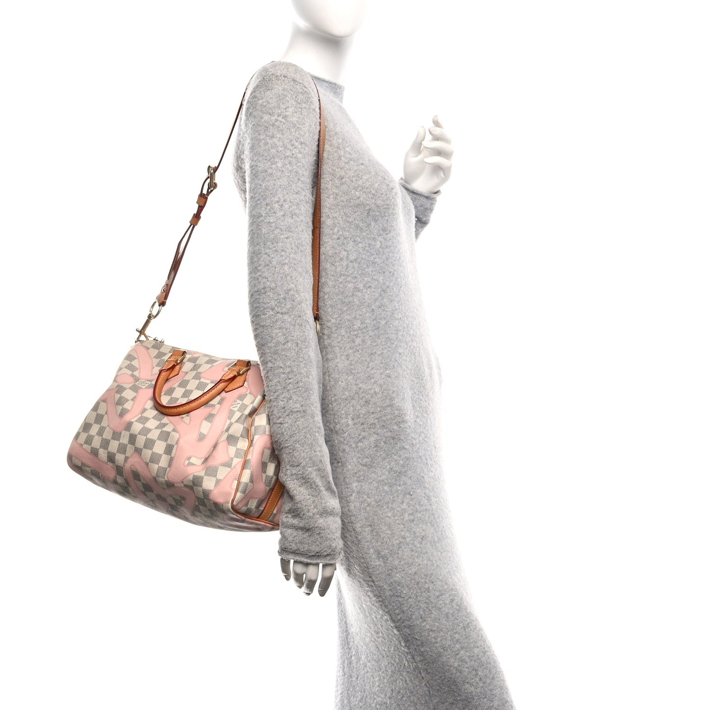 Damier Azur Tahitienne Speedy Bandouliere 30 Rose Ballerine