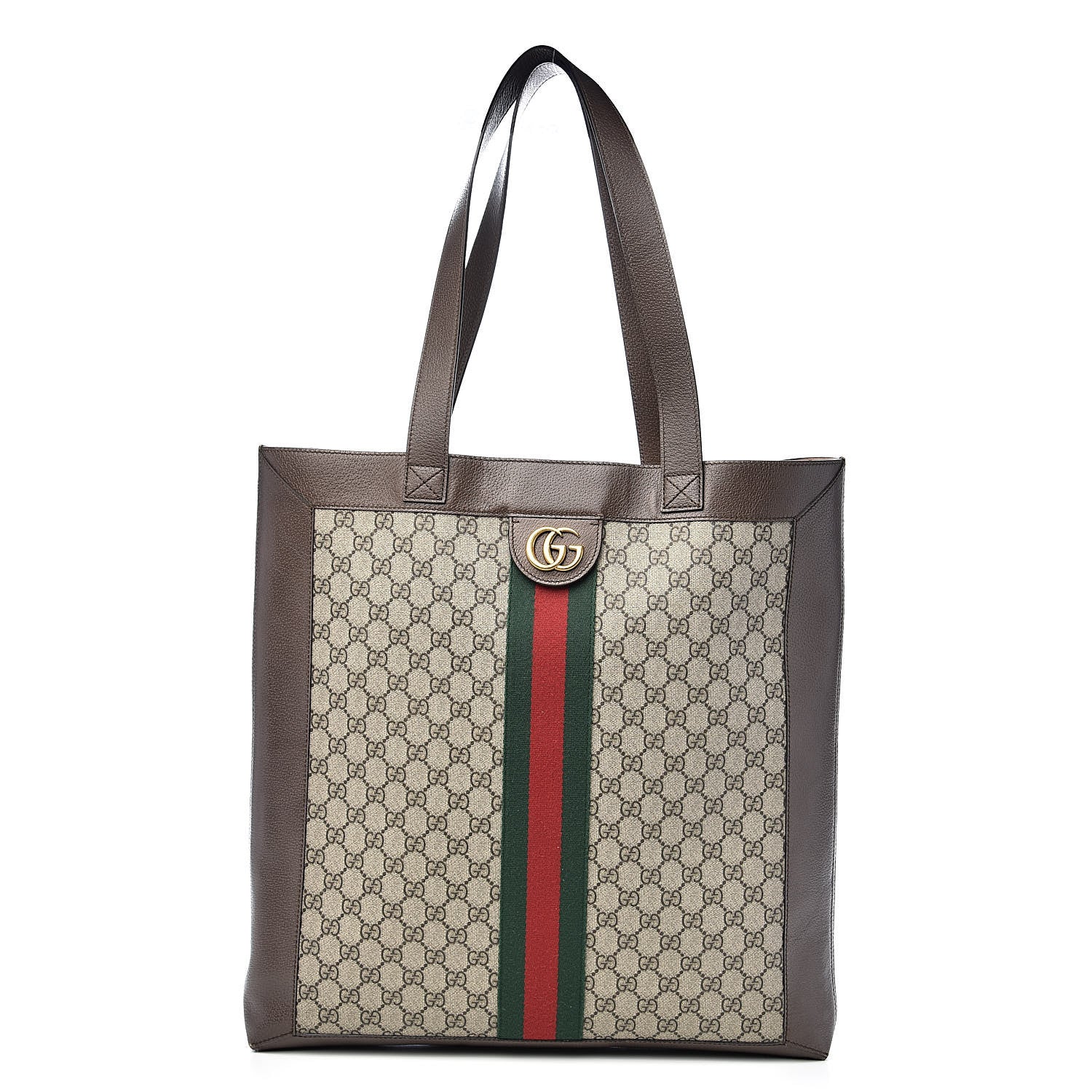 Gucci GG Supreme Monogram Web Large Ophidia Vertical Shopping Tote Brown 3 of 12
