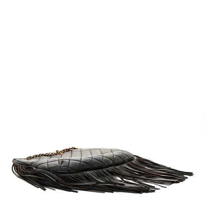 Chanel Calfskin Quilted Into The Fringe Hobo Black Gold 4 of 10