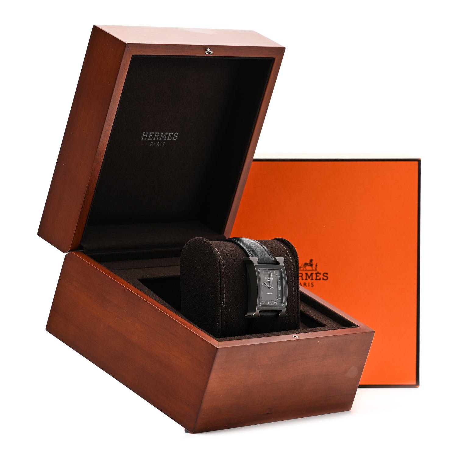 Hermes Titanium Barenia 30mm Heure H Hour Quartz Watch Noir 5 of 5