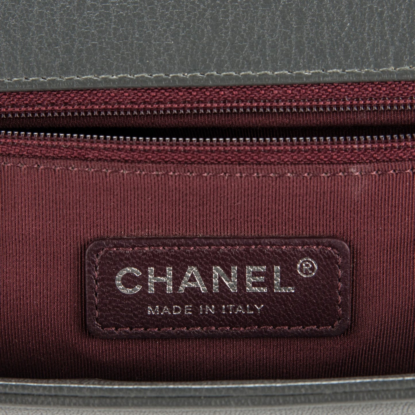 Goatskin Patent Quilted New Medium Boy Flap Grey