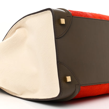 Celine Pony Hair Smooth Calfskin Mini Tri-Color Luggage Brick 9 of 13