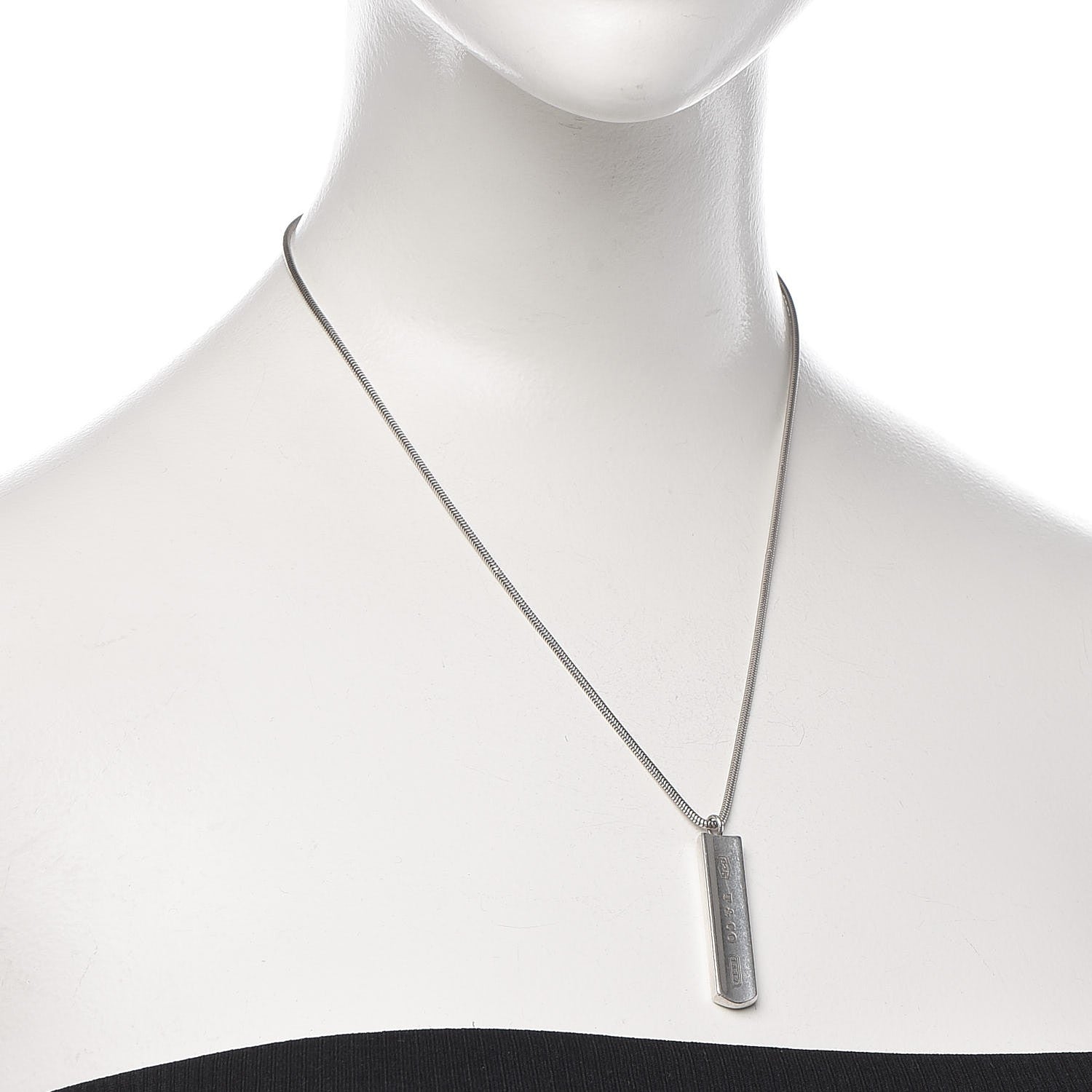 Tiffany Sterling Silver 1837 Bar Pendant Necklace 2 of 7