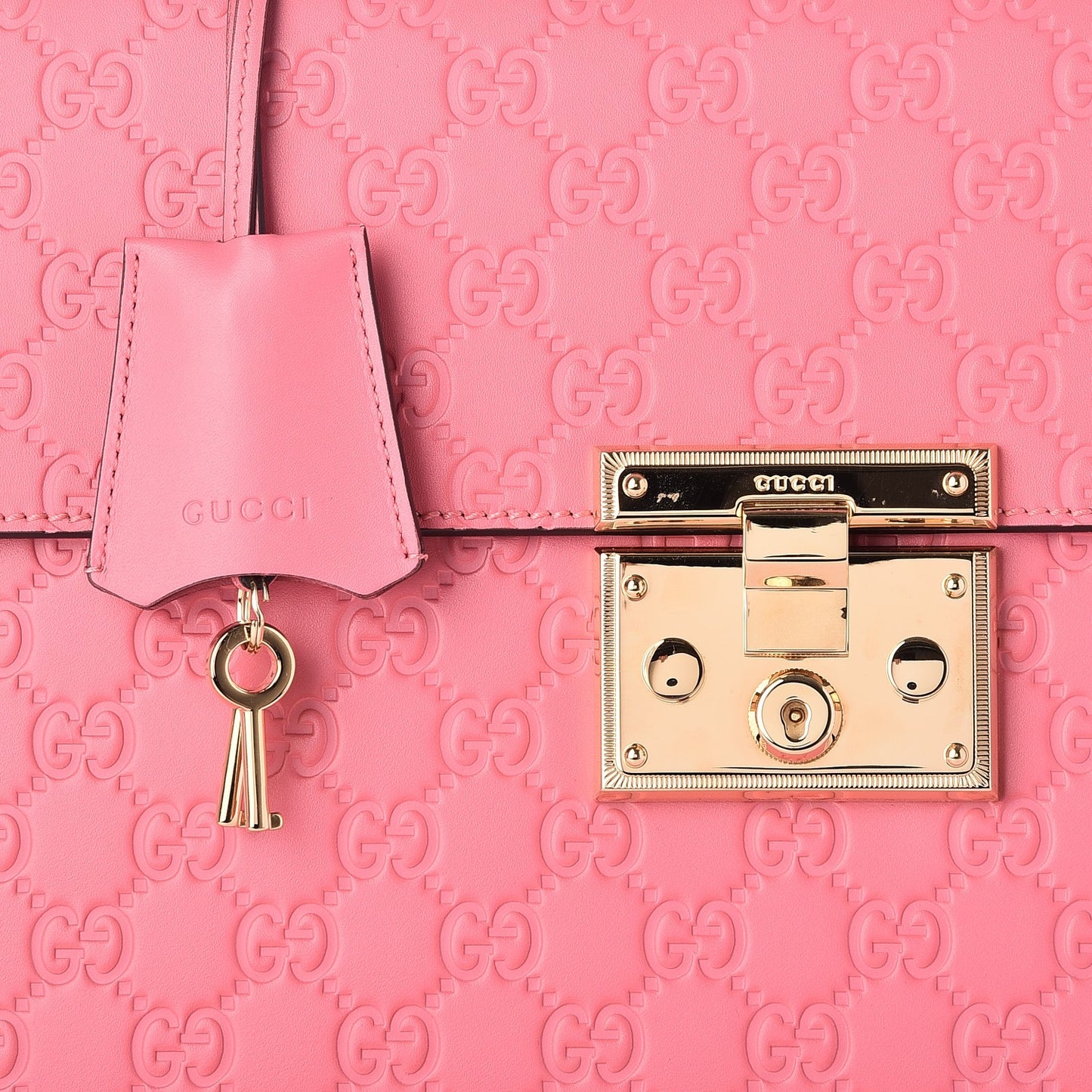Guccissima Signature Medium Padlock Top Handle Bag Flush
