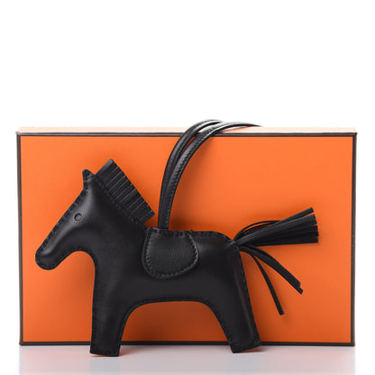 Hermes Milo Lambskin Grigri Rodeo Horse Bag Charm MM So Black 5 of 5