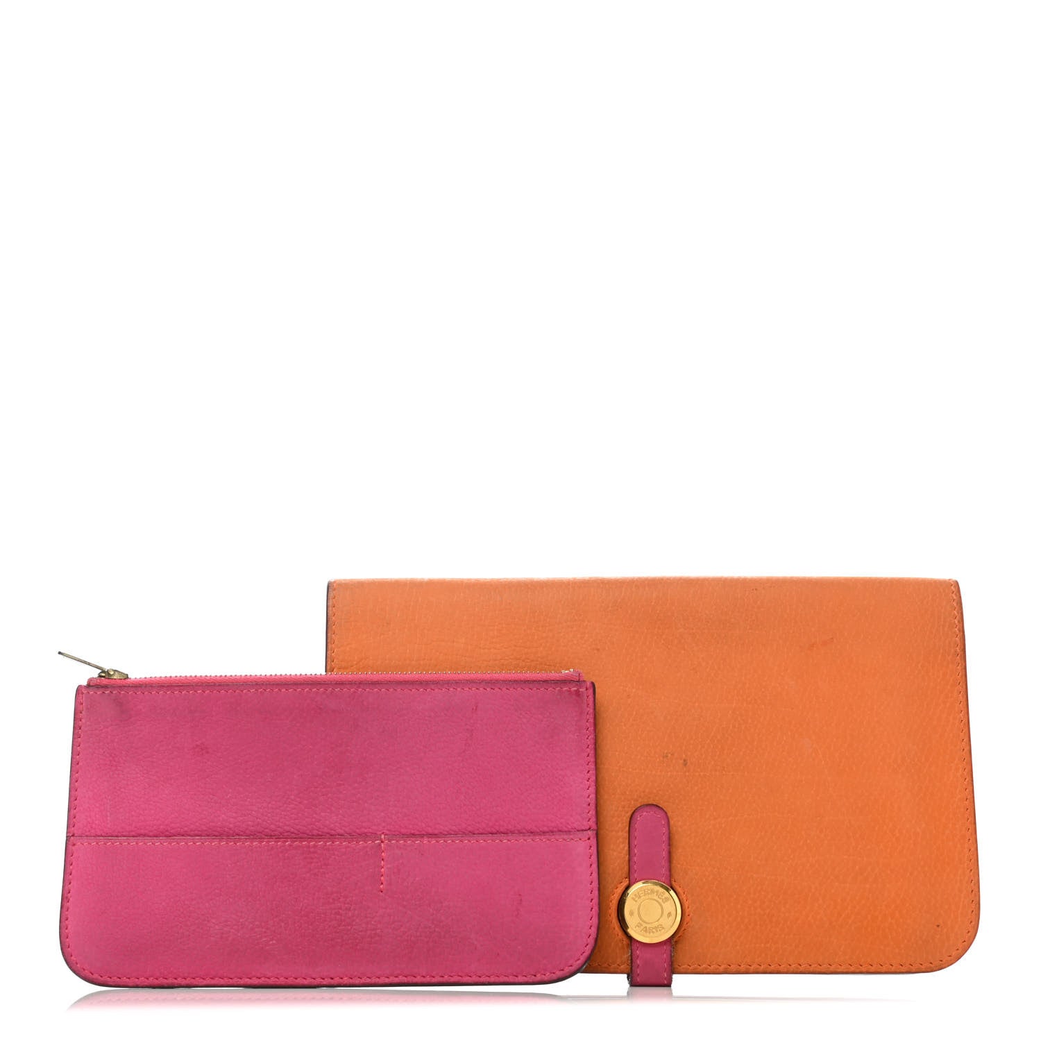 Hermes Eversoft Dogon Duo Wallet Orange Rose Shocking 1 of 7