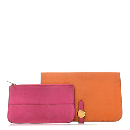 Hermes Eversoft Dogon Duo Wallet Orange Rose Shocking 1 of 7