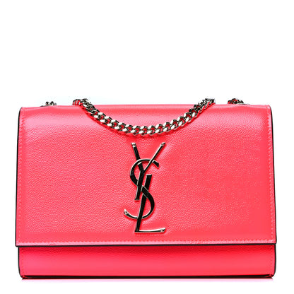 Saint Laurent Patent Grain de Poudre Small Monogram Kate Satchel Neon Pink 1 of 4