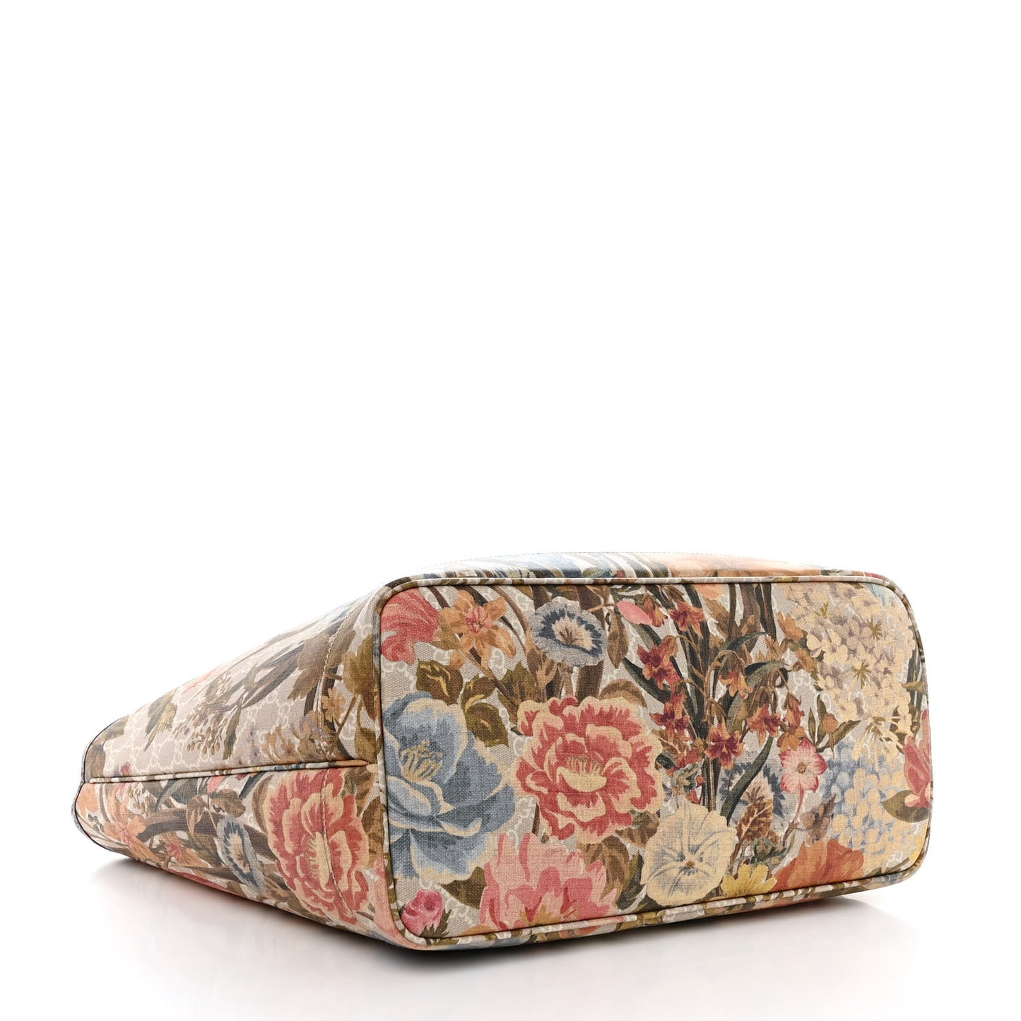 GG Supreme Monogram Water Flora Web Large Ophidia Tote Beige White Multicolor