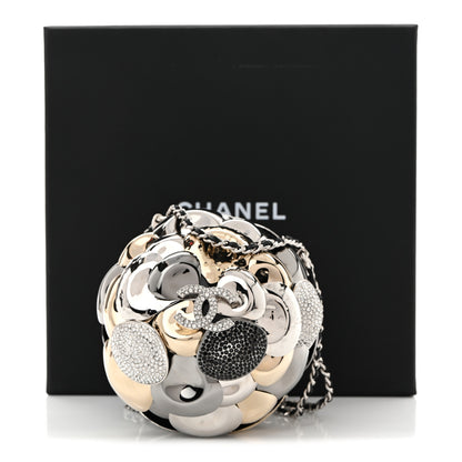 Chanel Metal Strass Crystal CC Camellia Minaudiere Clutch Gold Silver Black 3 of 12