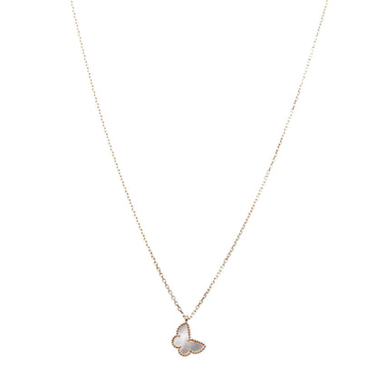 Van Cleef & Arpels 18K Yellow Gold Mother of Pearl Sweet Alhambra Butterfly Pendant Necklace 1 of 6