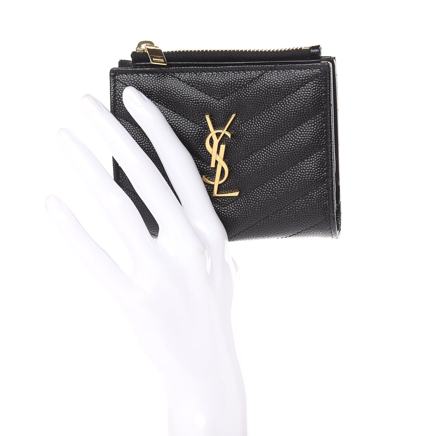 Grain De Poudre Matelasse Chevron Monogram Zipped Card Case Black