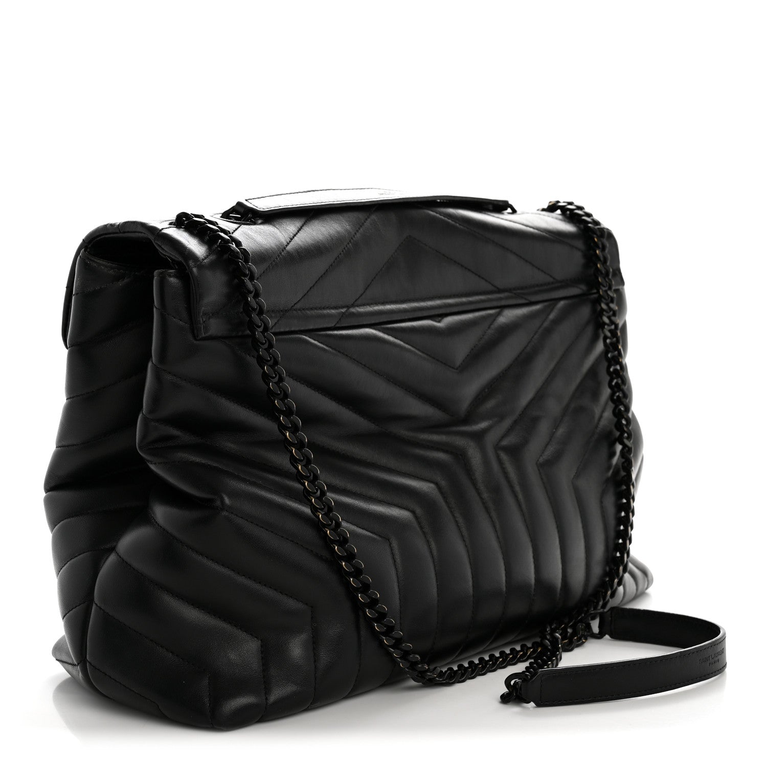 Saint Laurent Calfskin Y Quilted Monogram Large Loulou Chain Satchel Black 3 of 17