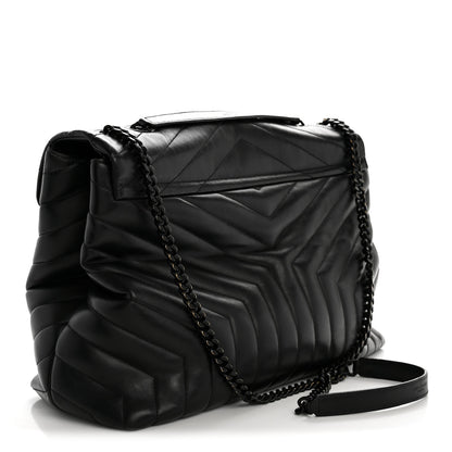 Saint Laurent Calfskin Y Quilted Monogram Large Loulou Chain Satchel Black 3 of 17