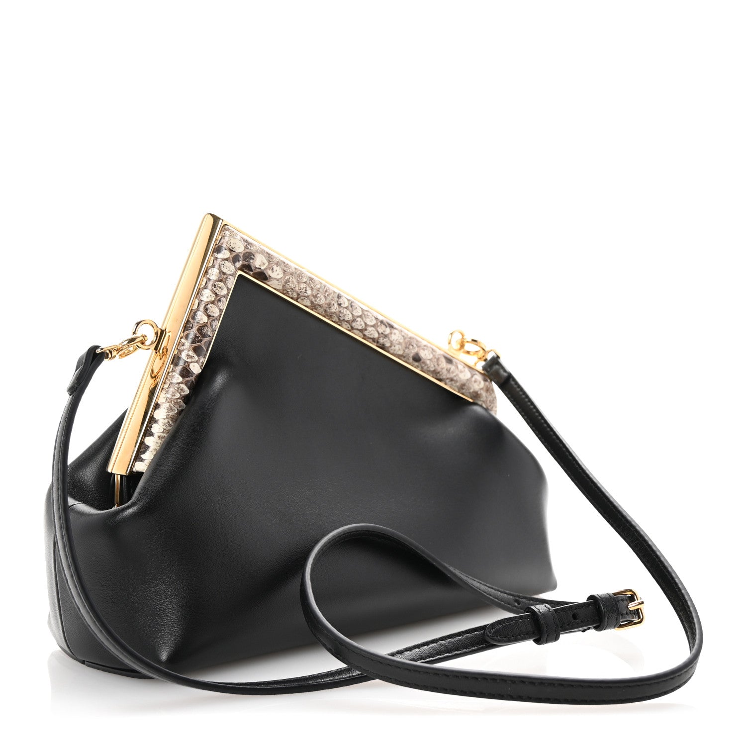 Fendi Shiny Nappa Snakeskin Small Fendi First Black 3 of 11