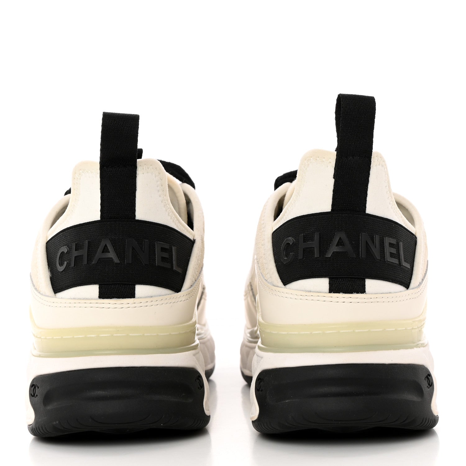 Chanel Velvet Calfskin Mixed Fibers CC Sneakers 37 Ivory Black 5 of 10